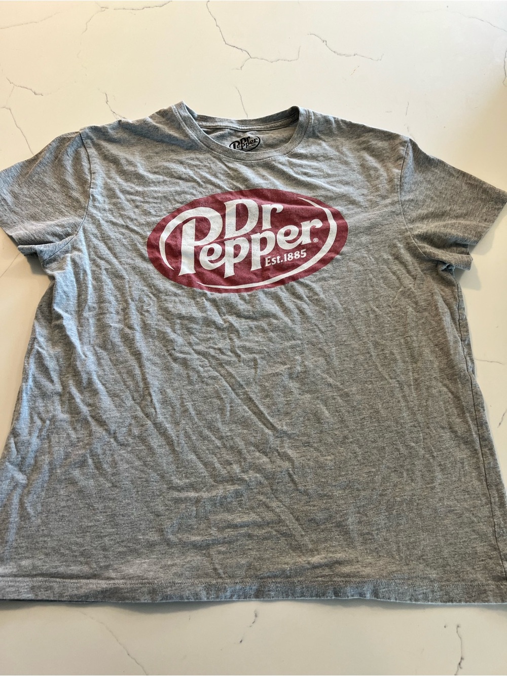 Dr Pepper Logo Short Sleeve Tee in Grey with Red Graphic